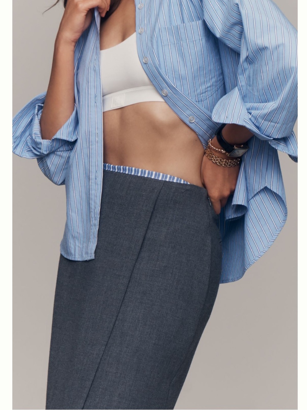 🟤NWT MAEVE by ANTHROPOLOGIE Wrap Pencil Midi Skirt in Heather Gray Sz 4 - Picture 4 of 6